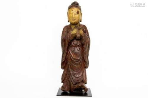 CHINA MING-DYNASTIE (1368 - 1644) sculptuur in hout met de originele polychromie en [...]