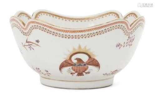 A Chinese export porcelain square bowl, early 20th century, painted in famille rose enamels with