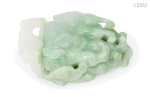 A Chinese jadeite pendant carved as a finger citron, 19th century, finely carved to both sides