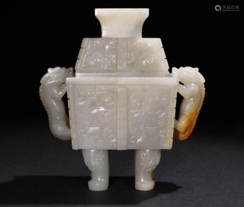 A CHINESE VINTAGE WHITE JADE IN…