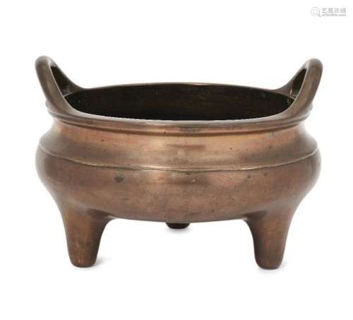 A large Chinese bronze bombe censer, 18th/19th century, marks for Xuan De to base, 22.5cmMinor