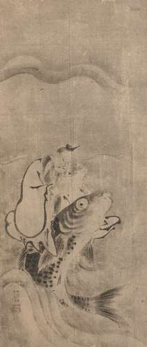 18th-19th century Japanese School, Kinko Sennin riding a giant carp, in the style of Kaihō Yūshō ink