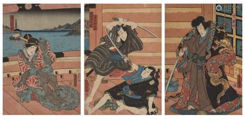 Utagawa Kunisada, Japanese 1786-1865, The Tale of The Gallant Jiraiya, 1852 6th month, woodblock