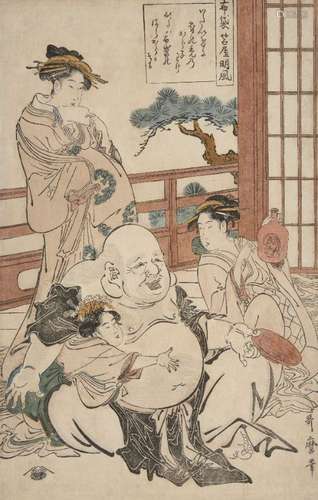 Kitagawa Utamaro, Japanese 1753-1806, Hotei: A Party With Courtesans, c.1793-94, woodblock print