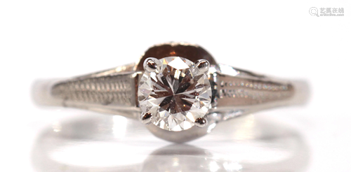 Diamond, 18k white gold ring