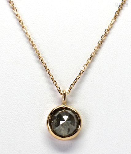 Diamond, 18k yellow gold pendant-necklace