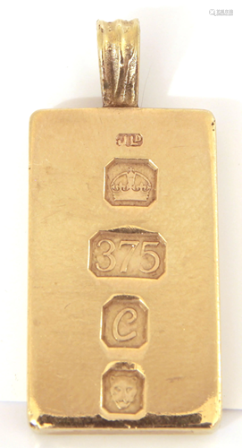 9k yellow gold ingot pendant