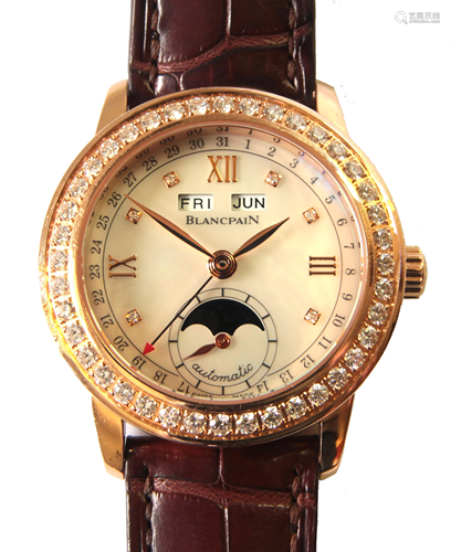 Blancpain diamond, 18k rose gold Leman