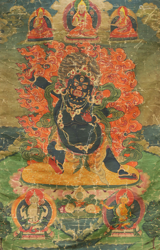 A Tibetan Thangka of Vajrapani Mahachakra