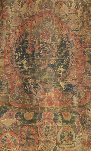 A Tibetan Thangka of krodaha Vajrapani