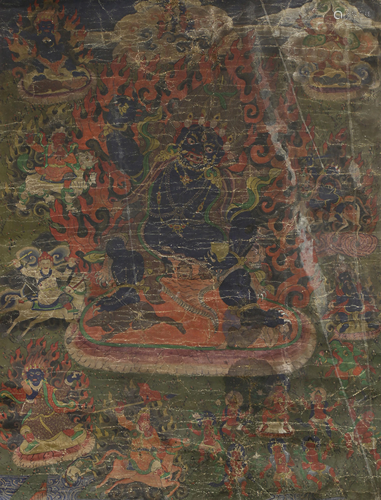 A Tibetan Thangka of Vajrapani Mahachakra