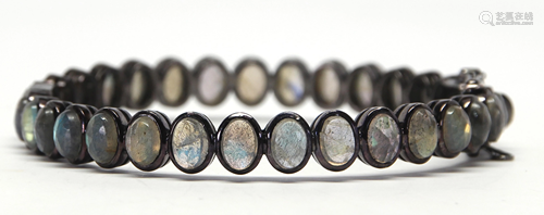 Labradorite, blackened silver bracelet