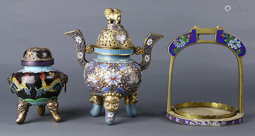 (Lot of 3) A group of three Chinese Cloisonn…