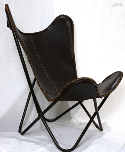 A Knoll style leather Butterfly chair