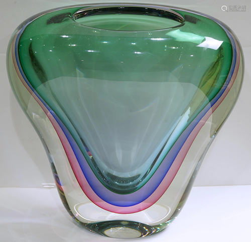 A Murano cased glass vase