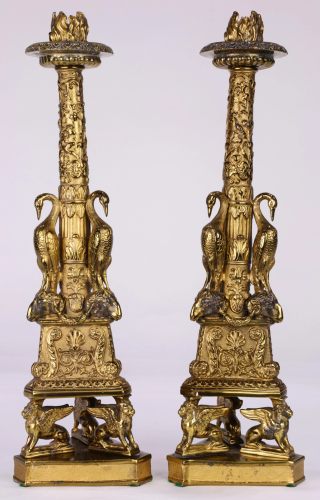 A pair of 19th century gilt bronze candl…