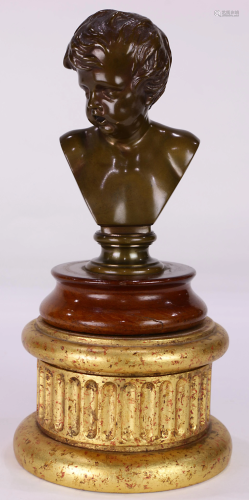 A continental patinated bronze bust of a…