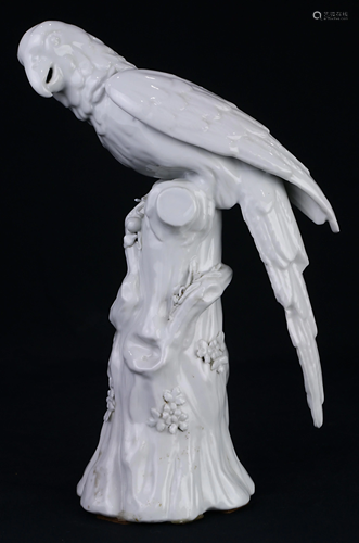 A Continental blanc de chine porcelain parrot