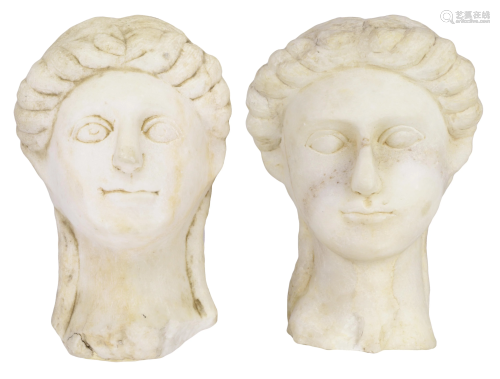 Classical style Greco-Roman marble busts