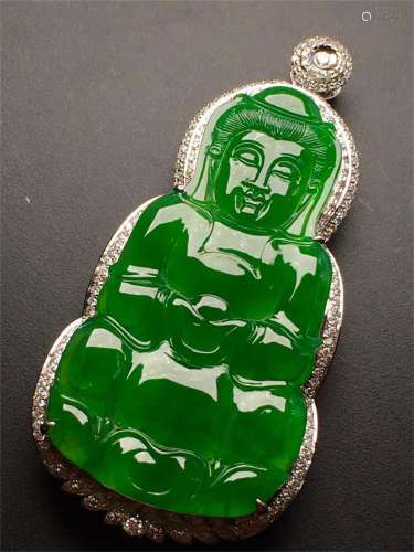 (Natural Light)A Chinese Carved Jadeite Pendant(W/O Chain)