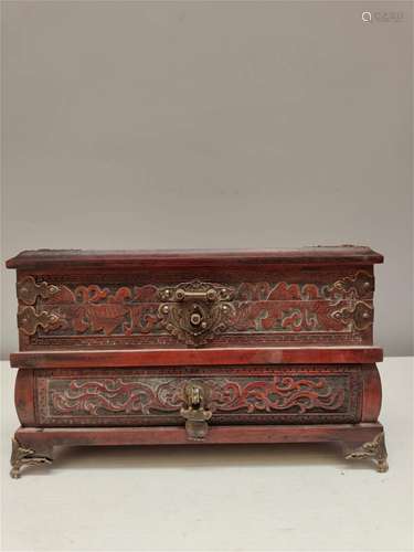 A Chinese Carved Hardwood Jewellery Box