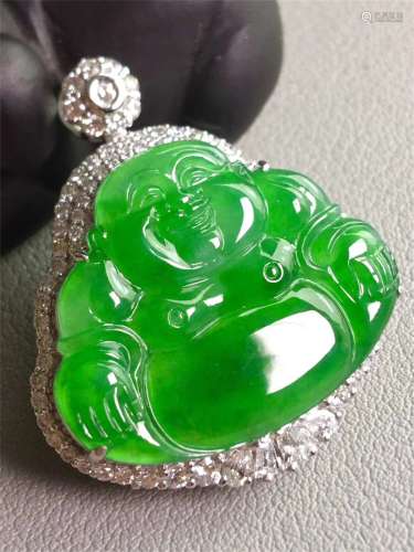 (Natural Light)A Chinese Carved Jadeite Pendant(W/O Chain)