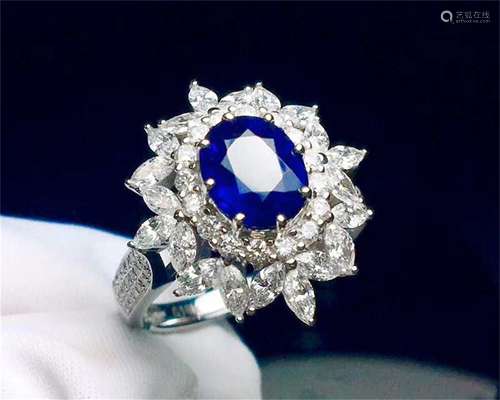 A Chinese Carved Sapphire Ring