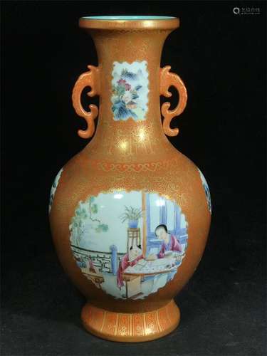 A Chinese Famille-Rose Porcelain Vase