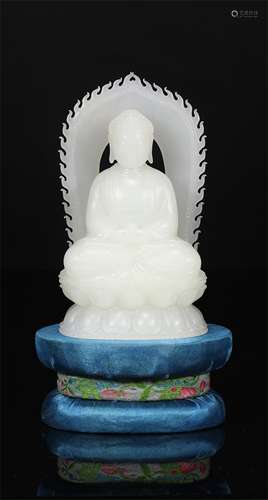 A Chinese Carved Jade Figure of Buddha