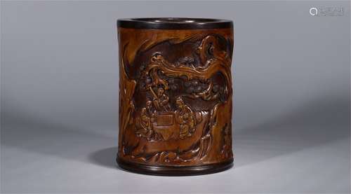 A Chinese Carved Bamboo Brush Pot