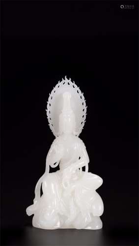 A Chinese Carved Jade Figure of Buddha