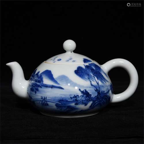 A Chinese Blue and White Porcelain Teapot