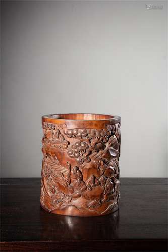 A Chinese Carved Bamboo Brush Pot