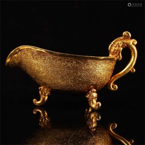 A Chinese Gilt Bronze Wine Cup