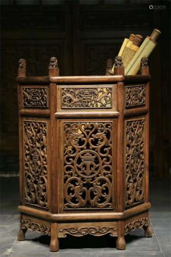 A Chinese Carved Hardwood Vat