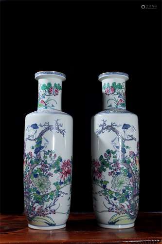 A Pair of Chinese Dou-Cai Porcelain Vases