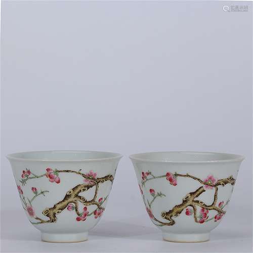 A Pair of Chinese Famille-Rose Porcelain Cups