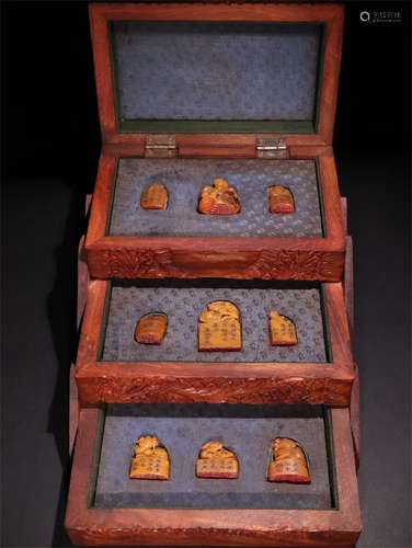 A Set of Chinese Carved Stone Seals