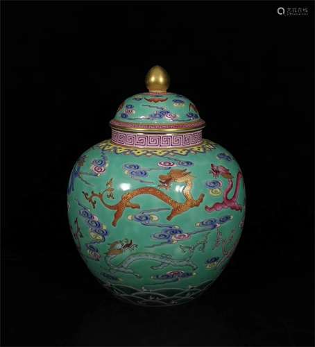 A Chinese Famille-Rose Porcelain Jar with Cover