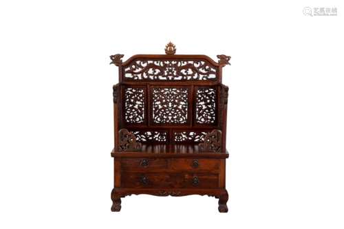 A Chinese Carved Hardwood Buddha Niche