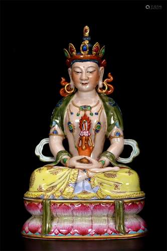 A Chinese Enamel Glazed Porcelain Figure of Buddha