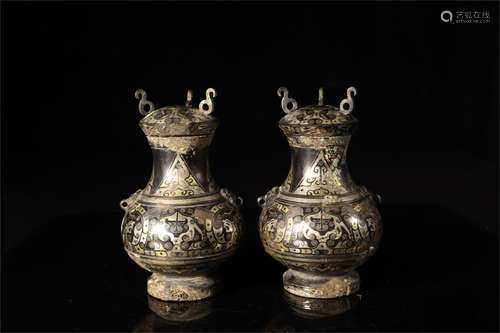 A Pair of Chinese Bronze Jars