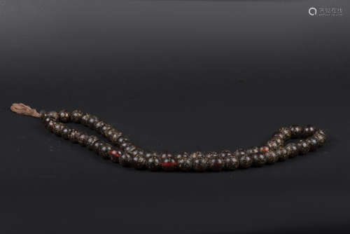 QING 19TH-20TH CENTURY MASSIVE AMBER RESIN PRAYER BEADS