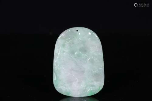 JADEITE CARVED 'LANDSCAPE SCENERY' PENDANT