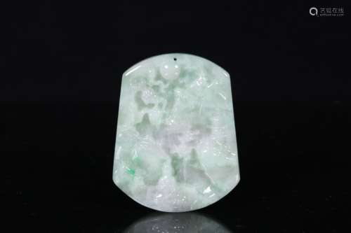 JADEITE CARVED 'LANDSCAPE SCENERY' PENDANT