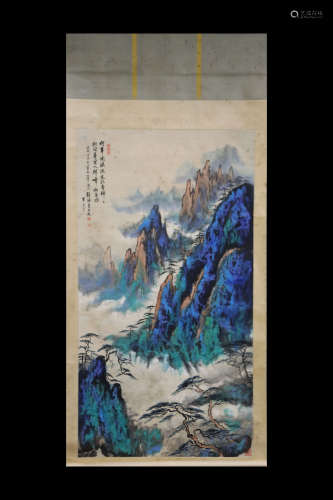 LIU HAILI: INK AND COLOR ON PAPER PAINTING 'LANDSCAPE SCENERY'