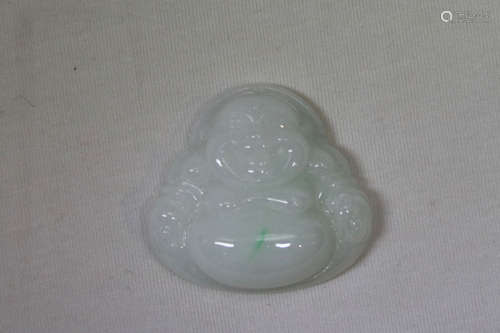 JADEITE CARVED 'MILEFO' PENDANT