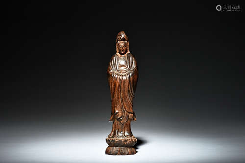 AGARWOOD CARVED GUANYIN FIGURE