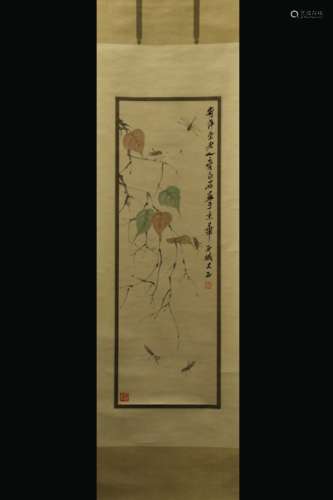 QI BAISHI: INK AND COLOR ON PAPER PAINTING 'INSECTS AND LEAVES'