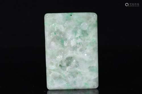 JADEITE CARVED 'LANDSCAPE SCENERY' PENDANT